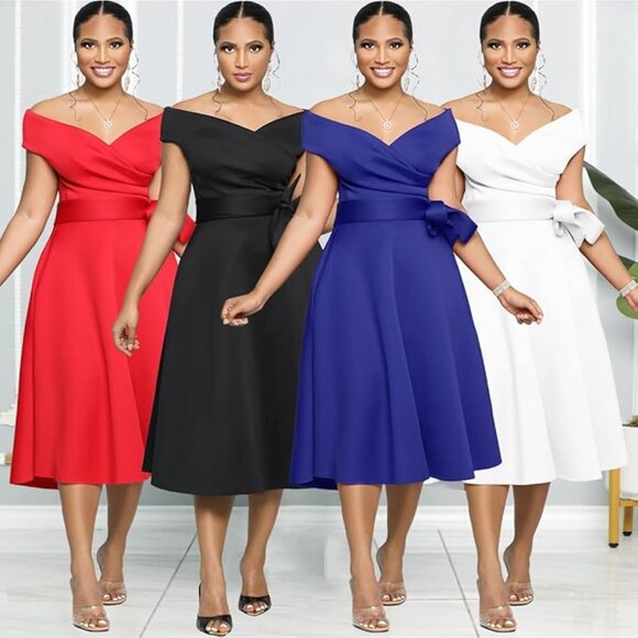 Women's Sleeveless V-Neck Backless Button Pockets A-Line Party Dress S, M, L, XL - Picture 5 of 5